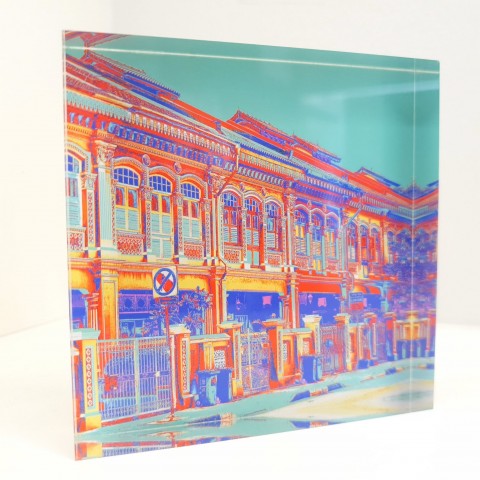 Joo Chiat Shophouses - Aqua Arcylic Block Print