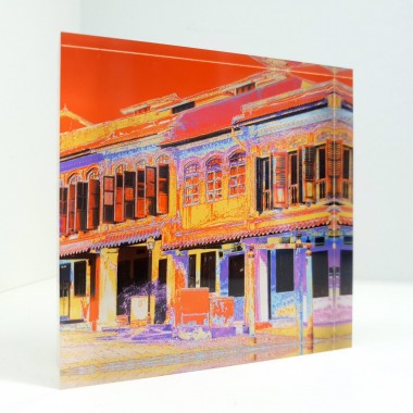 Emerald Hill Shophouses - Red Acrylic Block Print