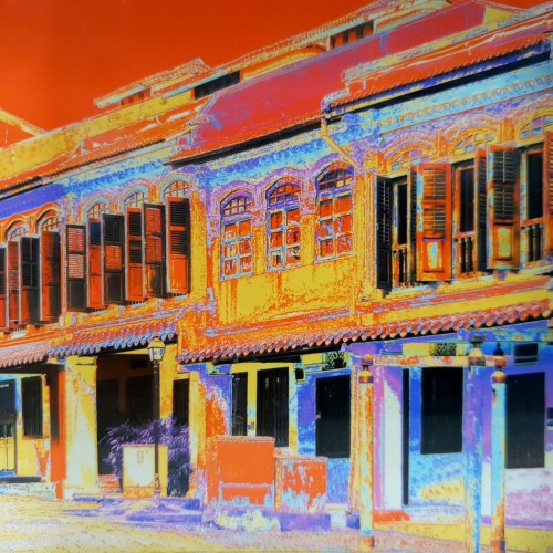 Emerald Hill Shophouses - Red Acrylic Block Print