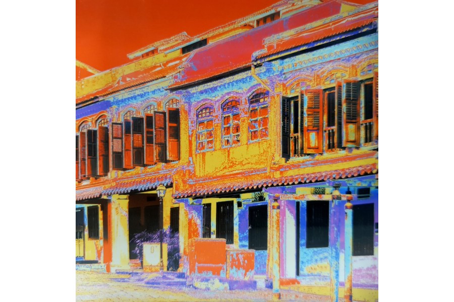 Emerald Hill Shophouses - Red Acrylic Block Print