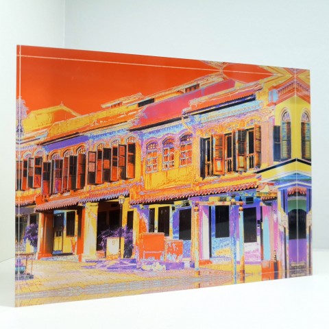 Emerald Hill Shophouses - Red Acrylic Block Print