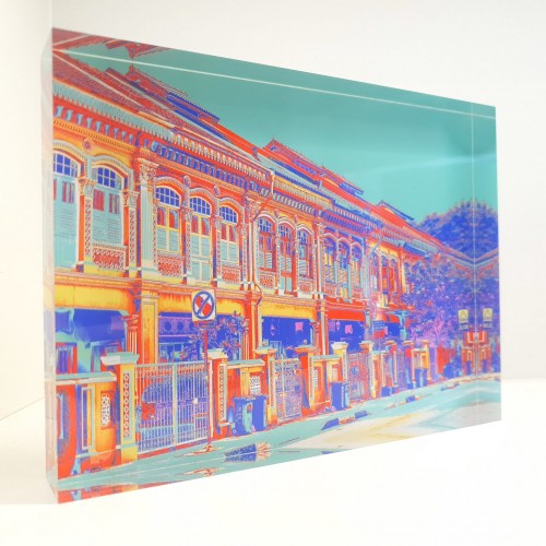 Joo Chiat Shophouses - Aqua Acrylic Block Print