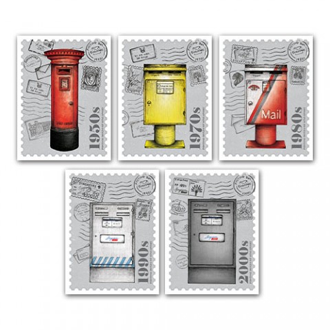 Posting Boxes of Singapore Postcards in a set of 5 Design (without stamps)