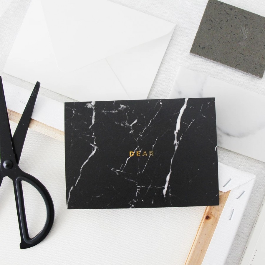 Dear Black Marble Card