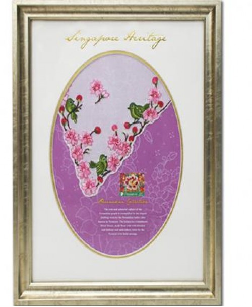 The Peranakan Collection - Kebaya Series - Pink Cherry Blossoms on Lilac Batik