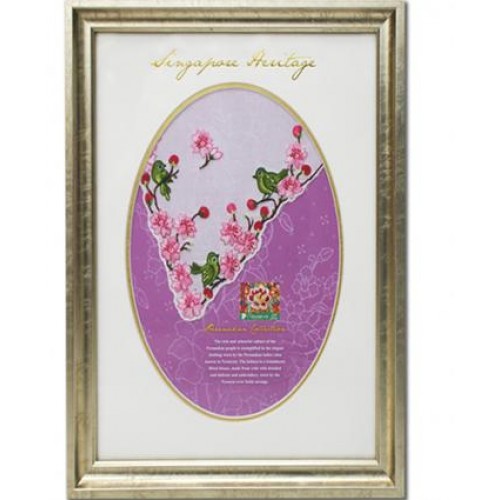 The Peranakan Collection - Kebaya Series - Pink Cherry Blossoms on Lilac Batik