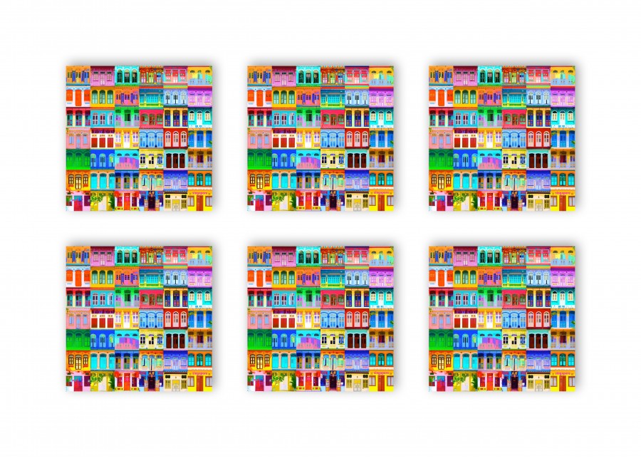 Shophouses Cork Coaster