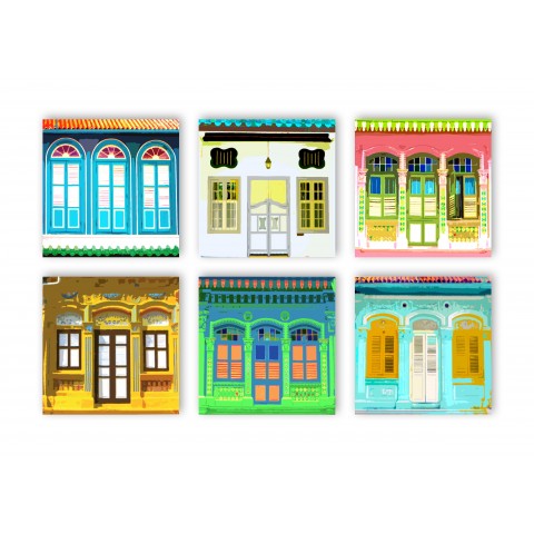 Shophouse 3x3 Pastel Cork Coaster