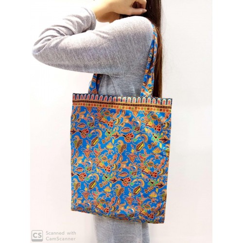 Batik Tote Bag - Cyan