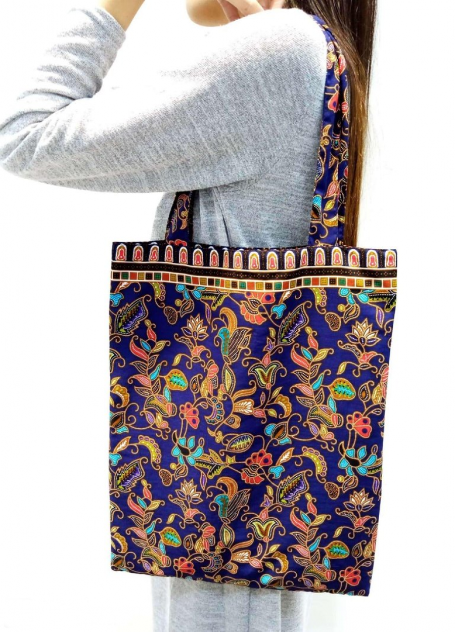 Batik Tote Bag - Navy