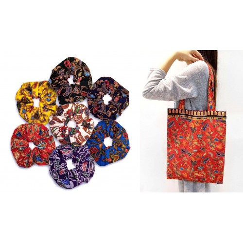 Batik Scrunchies and Tote Bag Gift Set